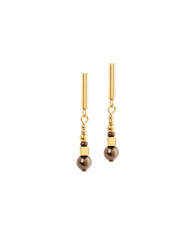 Boucles D'oreilles Coeur De Lion Princess Pearls Marron