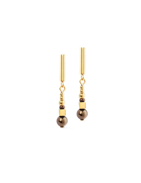 Boucles D'oreilles Coeur De Lion Princess Pearls Marron