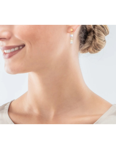 Boucles D'oreilles Mini Cube Coeur De Lion Blanc