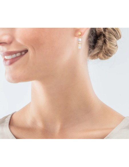 Boucles D'oreilles Mini Cube Coeur De Lion Blanc