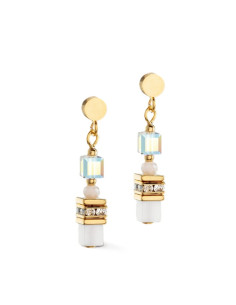 Boucles D'oreilles Mini Cube Coeur De Lion Blanc