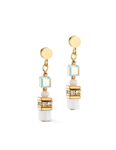 Boucles D'oreilles Mini Cube Coeur De Lion Blanc