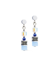 Boucles D'oreilles Mini Cube Coeur De Lion Bleu