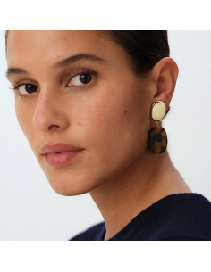 Boucles D'Oreilles Clips Turenne AGATHA Ecaille Doré 02380752-173 2