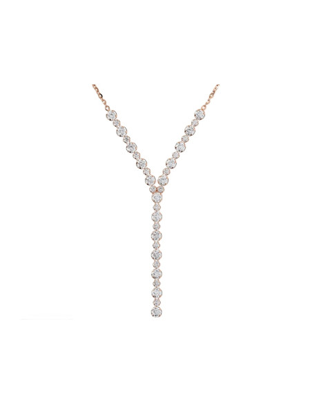 Collier Cravate Bronzallure En Or Rose Et Zirconium