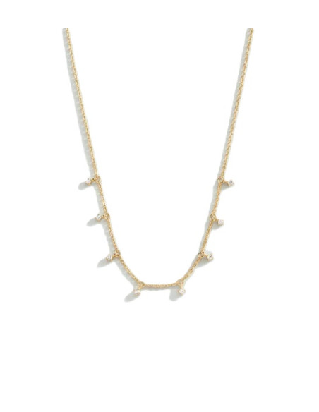 Collier Ras Du Cou Dauphine Agatha En Plaqué Or Et Pampilles En Zirconium