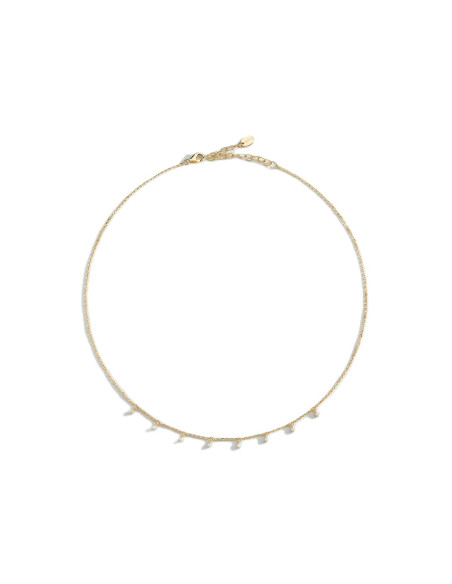 Collier Ras Du Cou Dauphine Agatha En Plaqué Or Et Pampilles En Zirconium
