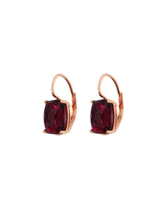 Boucles D'Oreilles Dormeuses BRONZALLURE Avec Prisme Baguette Rouge