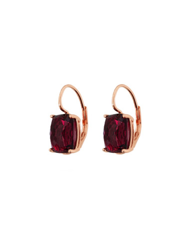 Boucles D'Oreilles Dormeuses BRONZALLURE Avec Prisme Baguette Rouge