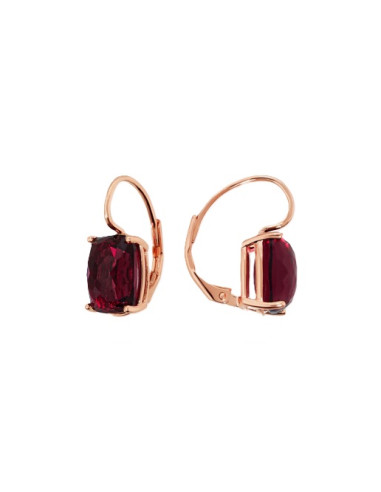 Boucles D'Oreilles Dormeuses BRONZALLURE Avec Prisme Baguette Rouge
