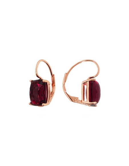 Boucles D'Oreilles Dormeuses BRONZALLURE Avec Prisme Baguette Rouge