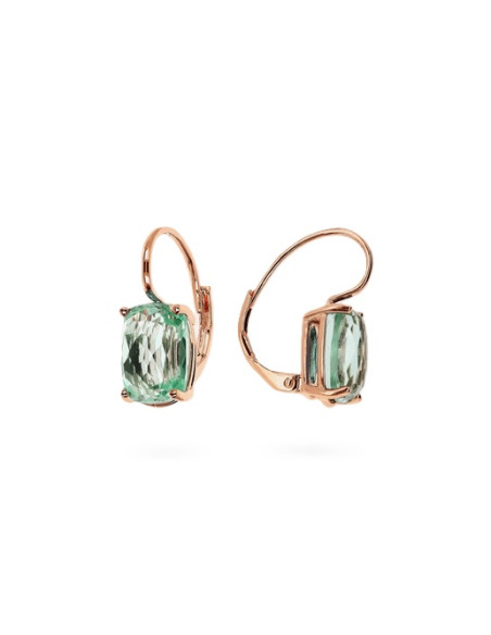 Boucles D'Oreilles Dormeuses BRONZALLURE Avec Prisme Baguette Verte