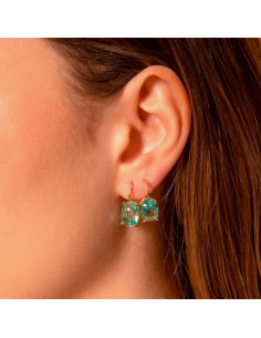 Boucles D'Oreilles Dormeuses BRONZALLURE Avec Prisme Baguette Verte 2