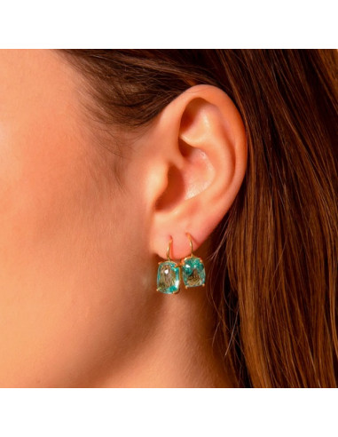 Boucles D'Oreilles Dormeuses BRONZALLURE Avec Prisme Baguette Verte