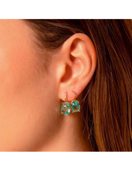 Boucles D'Oreilles Dormeuses BRONZALLURE Avec Prisme Baguette Verte