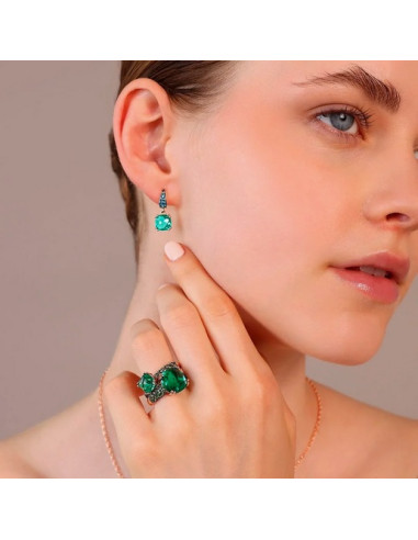 Boucles D'oreilles Pendantes Bronzallure Prisma Vert