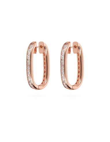 Créoles Ovales Bronzallure Et Zircons Carrés