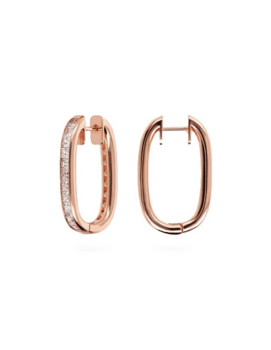 Créoles Ovales Bronzallure Et Zircons Carrés