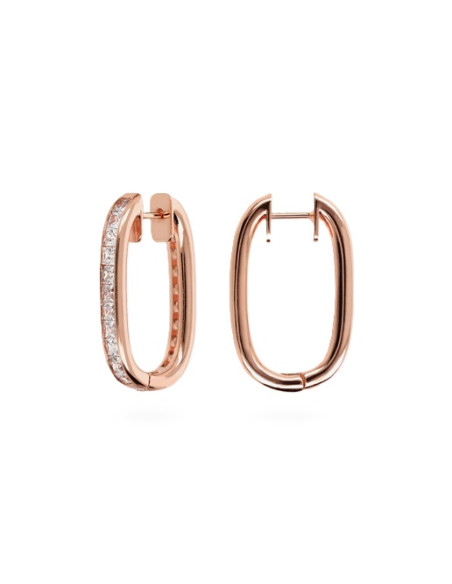Créoles Ovales Bronzallure Et Zircons Carrés