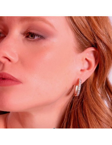 Créoles Ovales Bronzallure Et Zircons Carrés