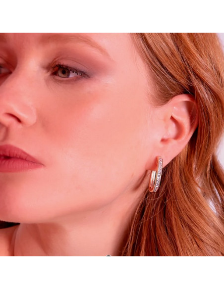 Créoles Ovales Bronzallure Et Zircons Carrés