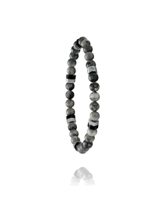 Bracelet Homme Vulca Acier De Jourdan En Jaspes Grise