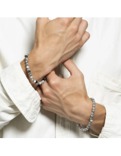 Bracelet Homme Vulca Acier De Jourdan En Jaspes Grise 2