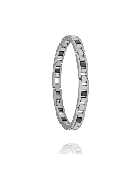 Bracelet Homme Acier ROMEO Céramique Noir De Jourdan JH110059B