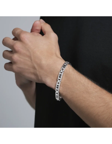 Bracelet Homme Acier ROMEO Céramique Noir De Jourdan JH110059B