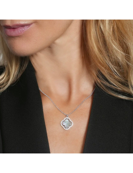 Collier Réversible Charles Garnier En Argent Et Nacre Et Onyx Noir