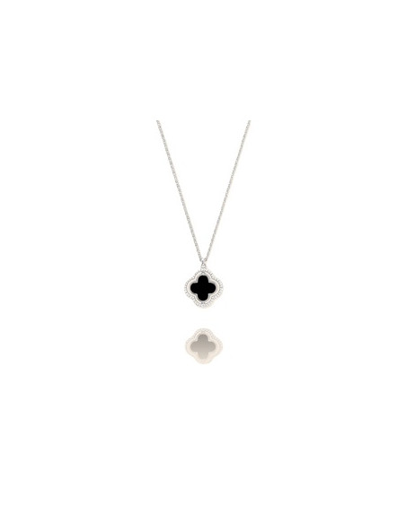 Collier Réversible Charles Garnier En Argent Et Nacre Et Onyx Noir