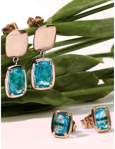 Boucles D'Oreilles BRONZALLURE Avec Prisme Baguette Bleu 2