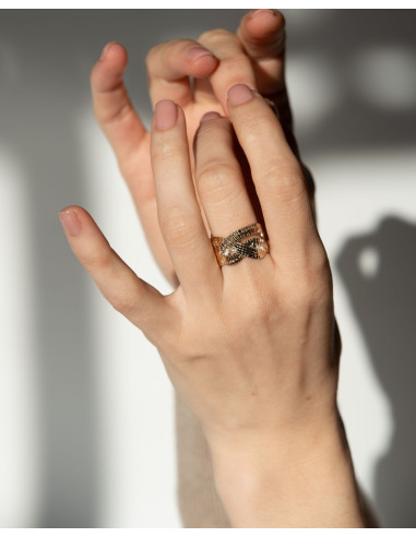 Bague Tesselle De Saunier En Plaqué Or