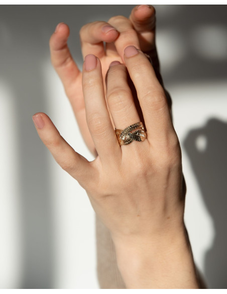 Bague Tesselle De Saunier En Plaqué Or