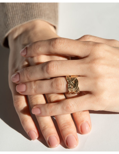 Bague Tesselle De Saunier En Plaqué Or