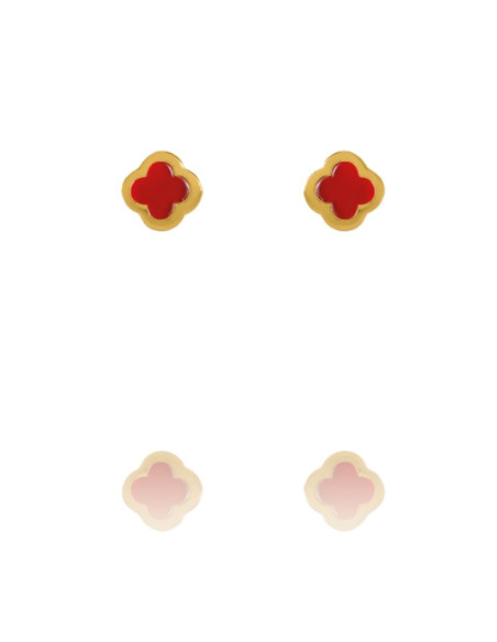 Boucles D'oreilles Plaqué Or Et Agate Rouge Charles Garnier
