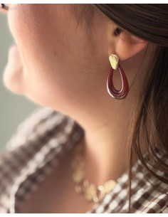 Boucles D'Oreilles Toscane De Chez SAUNIER Laqué Bordeaux 70466130195 2