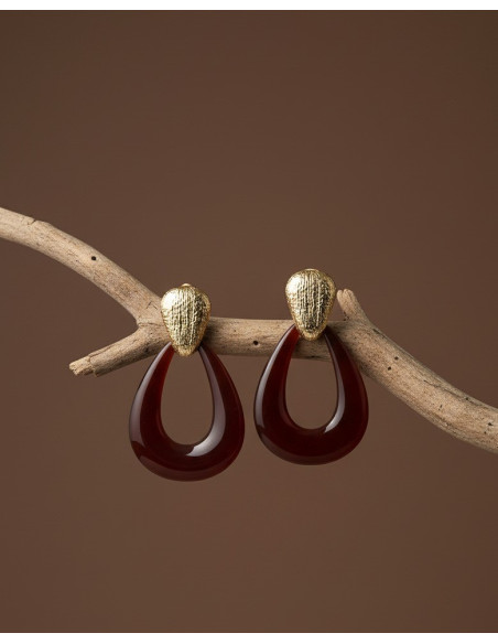 Boucles D'Oreilles Toscane De Chez SAUNIER Laqué Bordeaux 70466130195