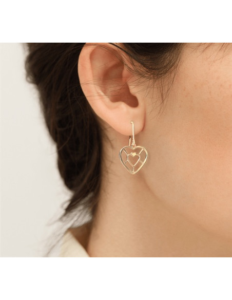 Boucles D'oreilles Coeur Les Georgettes Et Cuir Réversible