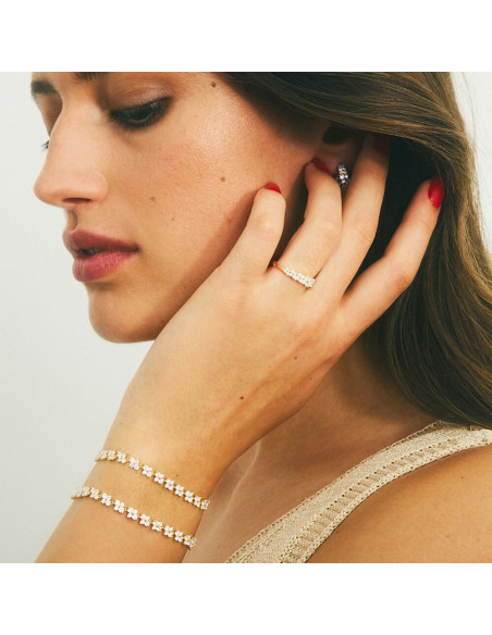 Bracelet Souple Beloved En Argent Doré Et Ses Oxydes