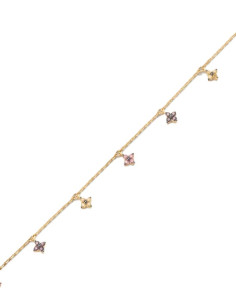 Bracelet Souple Beloved Agatha Et Ses Sept Fleurs En Oxydes Roses