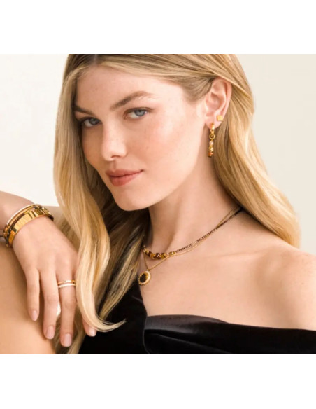 Collier Coeur De Lion Wave Cube Marron