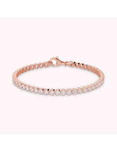 Bracelet Tennis BRONZALLURE Plaqué Or Rose Et Oxydes Ronds