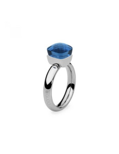 Bague Firenze De Qudo En Acier Gris Et Son Cristal Dark Blue