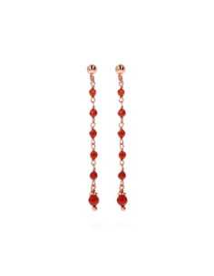 Boucles D'oreilles Pendantes Bronzallure En Agate Rouge