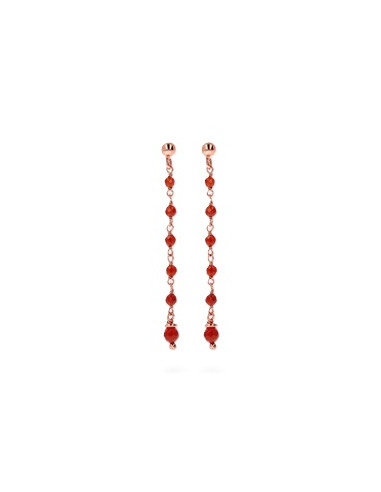 Boucles D'oreilles Pendantes Bronzallure En Agate Rouge