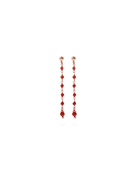 Boucles D'oreilles Pendantes Bronzallure En Agate Rouge