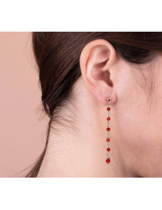 Boucles D'oreilles Pendantes Bronzallure En Agate Rouge 2