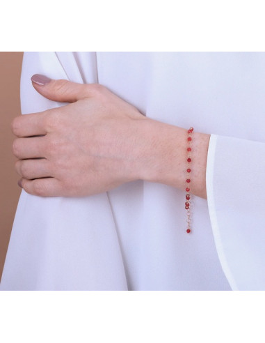Bracelet Bronzallure En Agate Rouge Et Or Rose