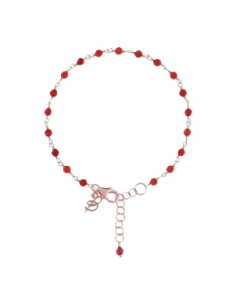 Bracelet Bronzallure En Agate Rouge Et Or Rose